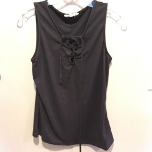 No Comment Tank Top with Laces